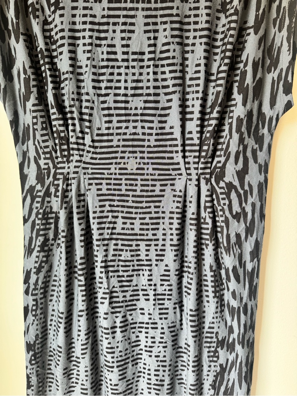 Oasis Gray and Black Patterned Midi body hugging super soft Dress - Picture 6 of 12